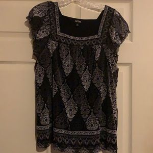 Apt. 9 Black and Gray Square Neck Blouse